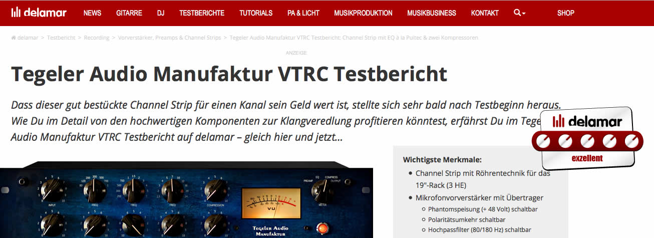 Delamar.de - Tegeler Audio Manufaktur VTRC Review